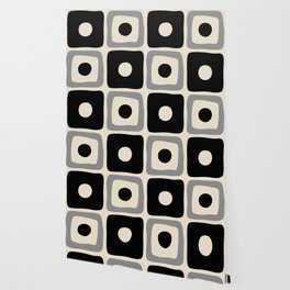 Mid Century Modern Square Dot Pattern 771 Winter Black and Gray Wallpaper