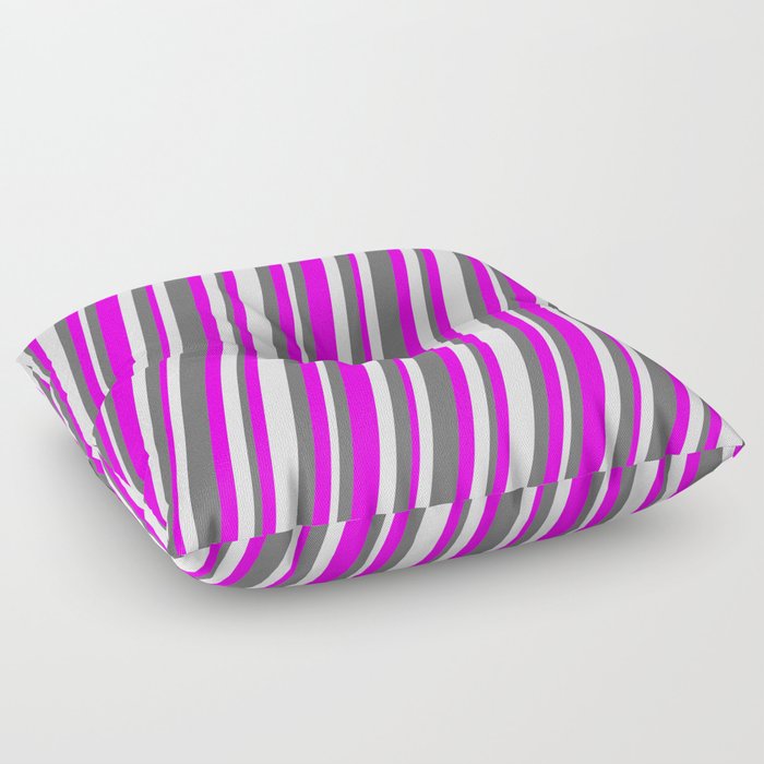 Dim Gray, Fuchsia, and Lavender Colored Striped/Lined Pattern Floor Pillow