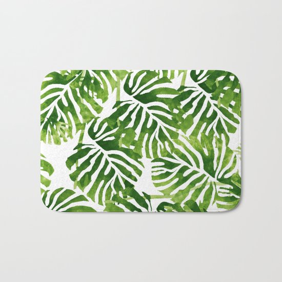 Tropical Leaves - Green Bath Mat