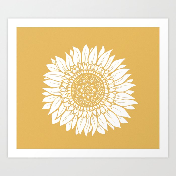 Yellow Sunflower Drawing Kunstdrucke