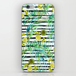 Geometrical black green yellow kiwi tropical foliage iPhone Skin