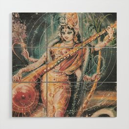 Manikya Veena Saraswati Wood Wall Art