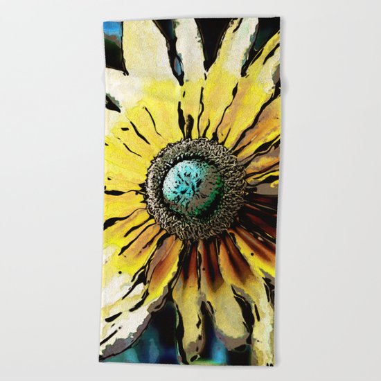 Golden Daisy Flower Beach Towel
