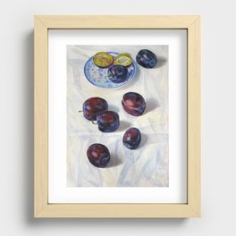 still life. plums, original oil painting Recessed Framed Print