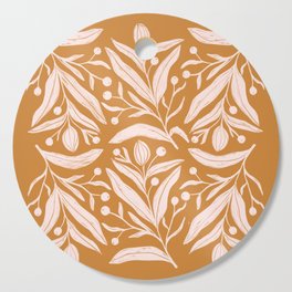 Modern minimalistic floral art on ochre Cutting Board