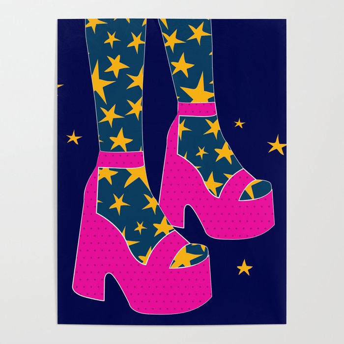 Boogie Wonderland // Pink, Fun, Shoes, Stars, Girly Poster