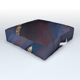 Navy Blue Paint Brushstrokes Gold Foil Outdoor Floor Cushion