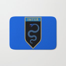 Milan Blue Badge Bath Mat | Milan, Gold, Serpent, Snake, Illustrator, Football, Seria, Blue, Black, Viper 