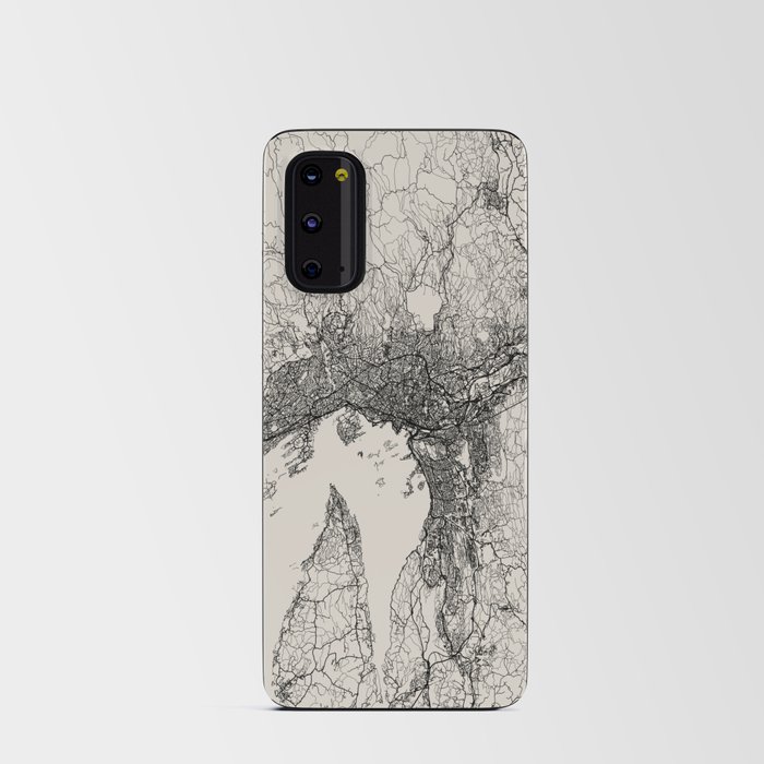 Oslo, Norway - City Map. Black and White Aesthetic Android Card Case