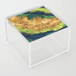 Jade Green and Bronze Gold Abstract Acrylic Box