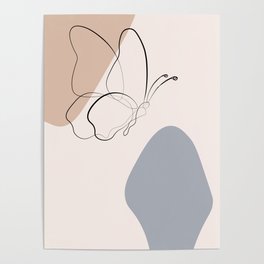 Elegant Minimalist Butterfly Line Poster