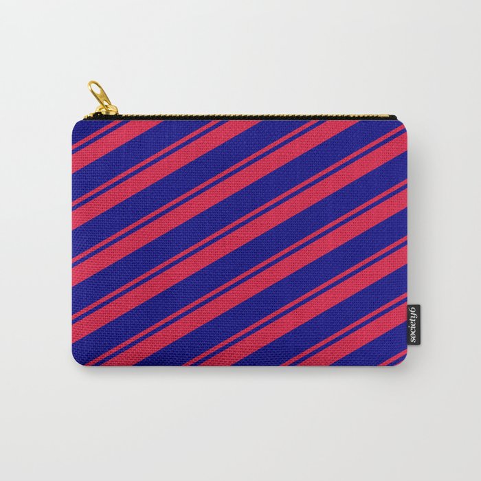Crimson and Blue Colored Lines/Stripes Pattern Carry-All Pouch