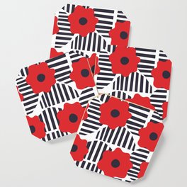Abstract red flowers pattern. Modern art Coaster