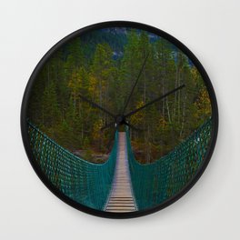 Suspension Bridge along the Berg Lake Trail in British Columbia, Canada Wall Clock