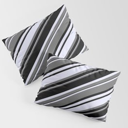[ Thumbnail: Dim Gray, Black & Lavender Colored Stripes Pattern Pillow Sham ]
