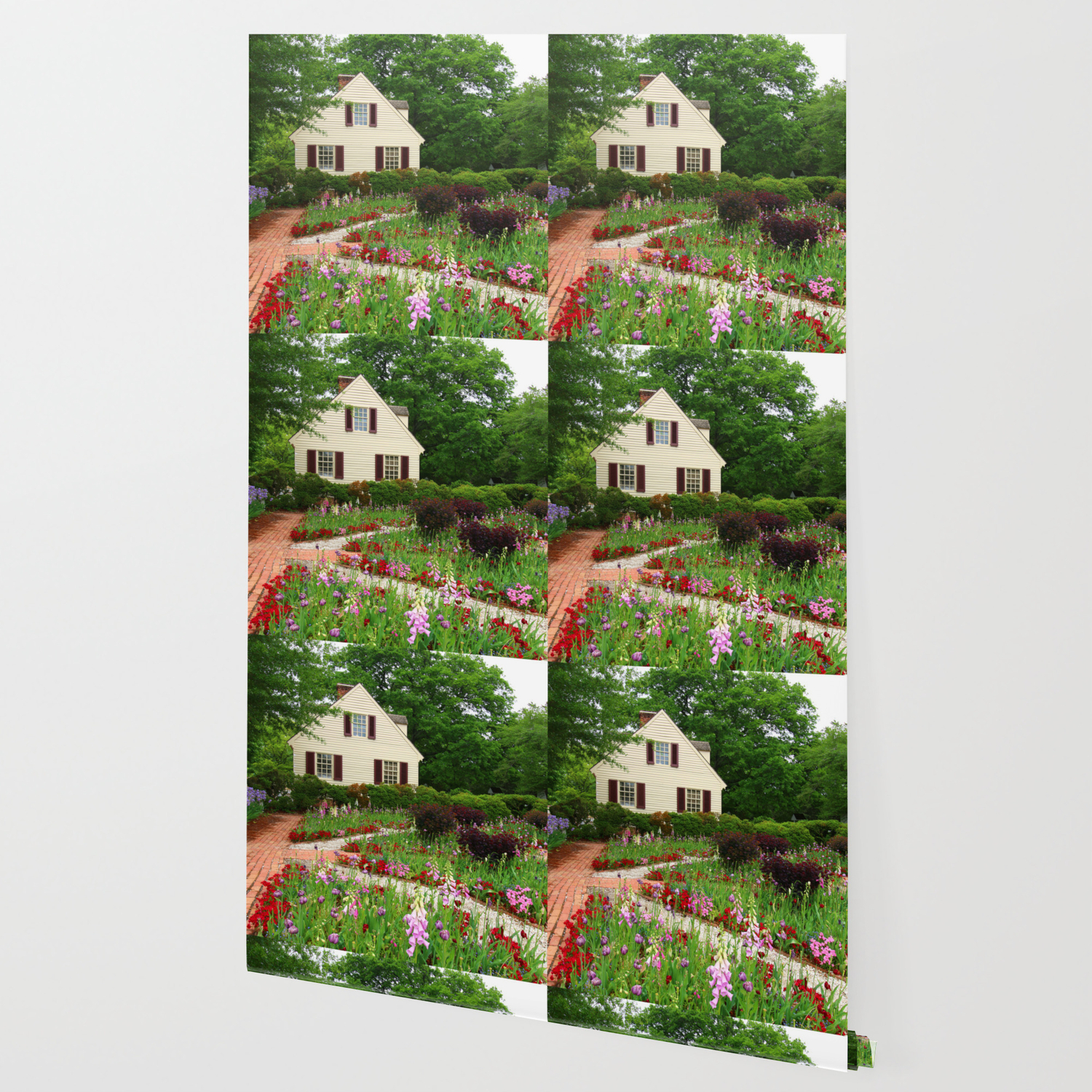 Cottage Garden Colonial Williamsburg Wallpaper By