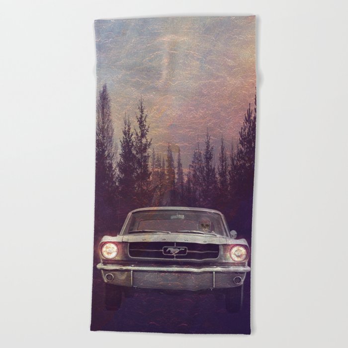 Vintage Mustang Pines Beach Towel