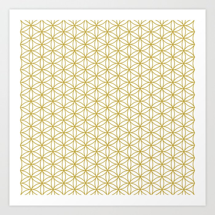 Flower Of Life Pattern Gold White Art Print By Nataliepaskell Society6