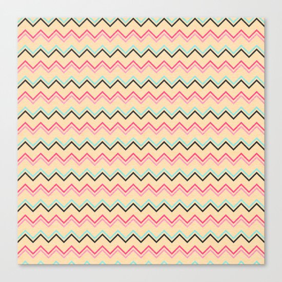 Pink And Blue Chevron Geometric Pattern Canvas Print