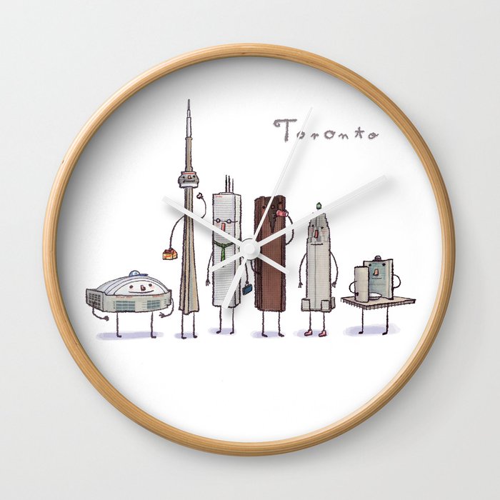 Toronto skyline art print Wall Clock