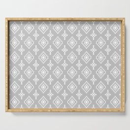 Light Grey and White Native American Tribal Pattern Serving Tray