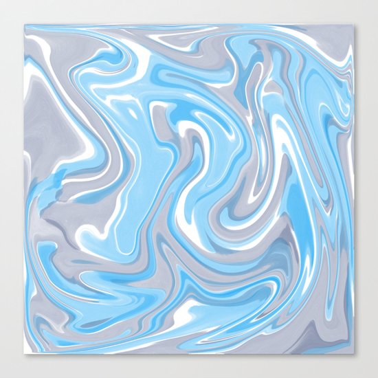 Blend of Blue and Grey Shades Marble Canvas Print
