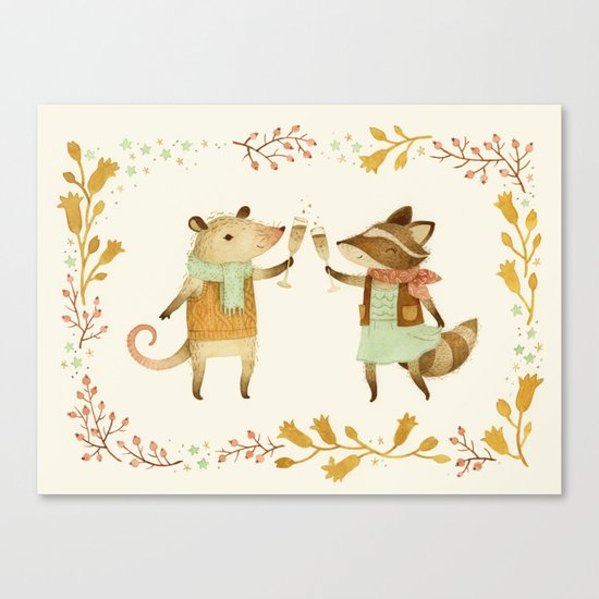Cheers! From Pinknose the Opossum & Riley the Raccoon Canvas Print