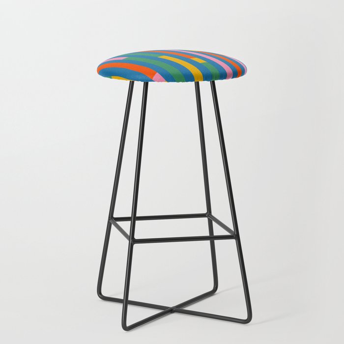 Modular Stripes Colorful Modern Minimalist Pop Abstract Bar Stool