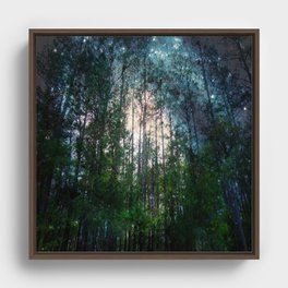 Mystic Forest Teal Galaxy Framed Canvas