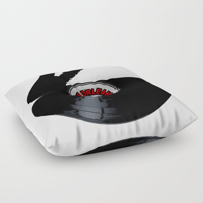 New Orleans Jazz Music Silhouette Record Floor Pillow
