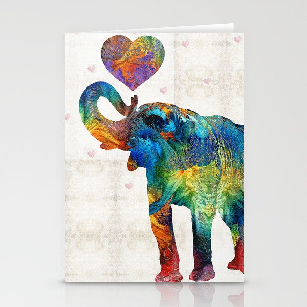 Colorful Elephant Art - Elovephant - By Sharon Cummings Stationery Cards
