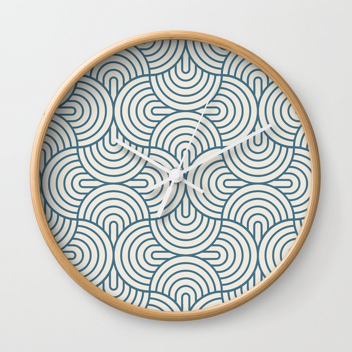 Geometric Ovals - Inky Blue Wall Clock