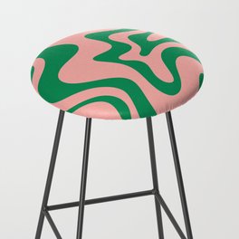 Liquid Swirl Retro Abstract Pattern in Pink and Bright Green Bar Stool