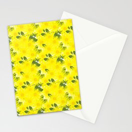 Retro Modern Yellow Summer Dandelion Flowers Stationery Card