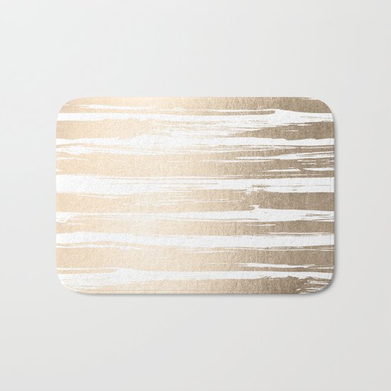 White Gold Sands Painted Stripes Bath Mat