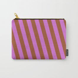 [ Thumbnail: Orchid and Sienna Colored Stripes/Lines Pattern Carry-All Pouch ]