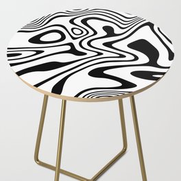 Organic Shapes And Lines Black And White Optical Art Side Table