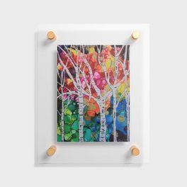 "Rainbow Birch Trees" Floating Acrylic Print