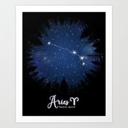 Zodiac Constellation - Aries with trees Art Print