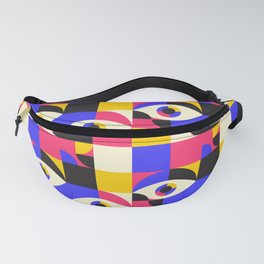 Geometric 80s Eyes Colorful Grid Pattern Fanny Pack