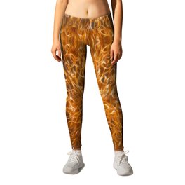 Abstract Explosionism Leggings | Copperscrubber, Fieryhot, Swirling, Highenergy, Burningbrightly, Dancingflame, Looping, Curling, Burstingwithenergy, Curlicue 