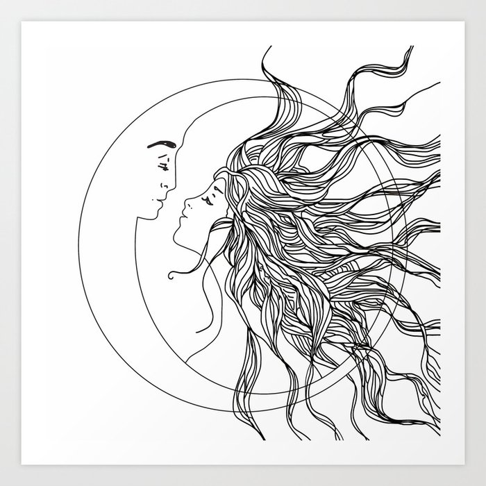 Sun And Moon Ii Art Print By Nadja1 Society6,How To Draw A Girl Full Body Step By Step Easy