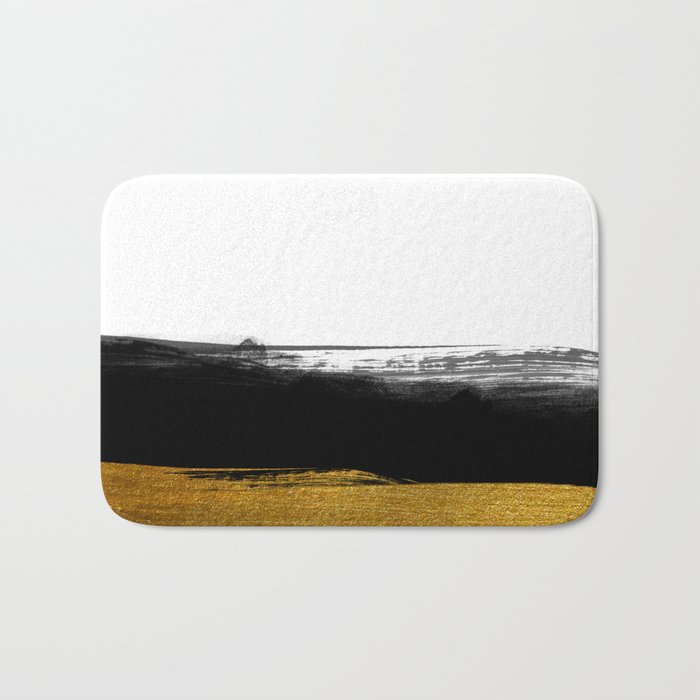 Black and Gold grunge stripes on clear white background - Stripe - Striped Bath Mat