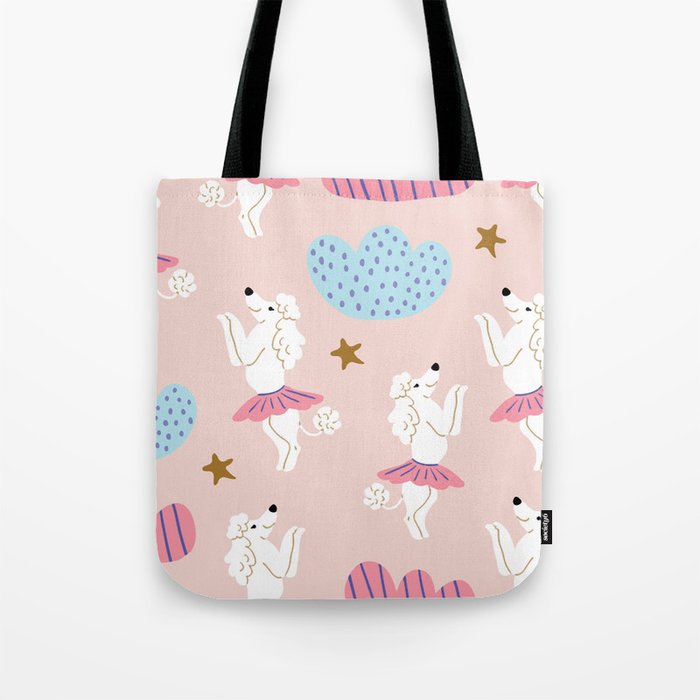 Seamless Pattern Cute Poodle Dogs Ballet 54 Tote Bag
