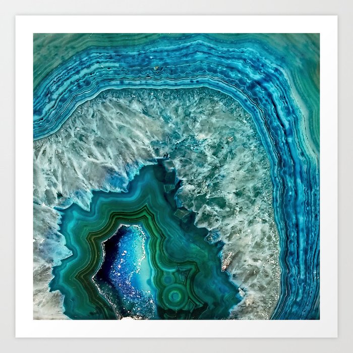 Aqua turquoise agate mineral gem stone Kunstdrucke | Fotografie, Luxury, Crystal, Stone, Blau, Türkis, Trendy, Edelstein, Marble, Gem
