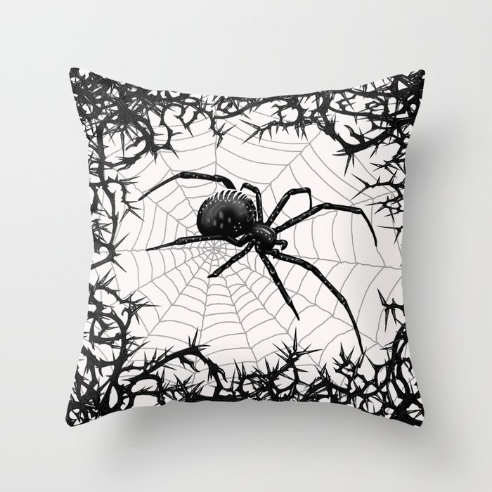 Briar Web- Black and White Throw Pillow