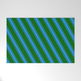 [ Thumbnail: Dark Green and Blue Colored Lines Pattern Welcome Mat ]