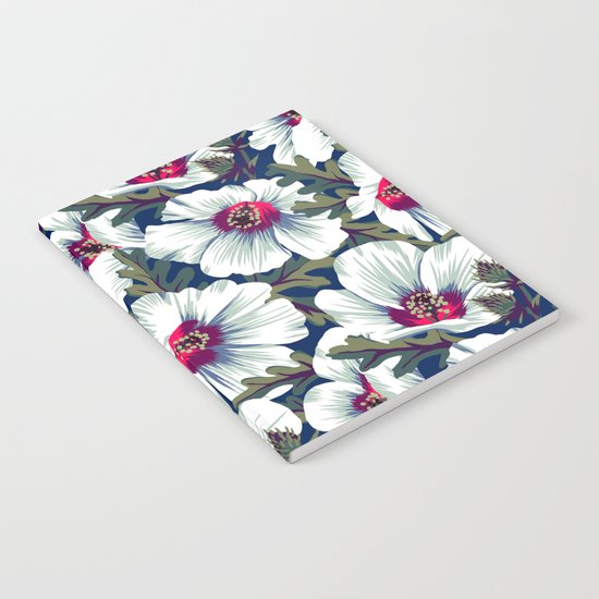 New Zealand Hibiscus Floral Print (Night) Notebook