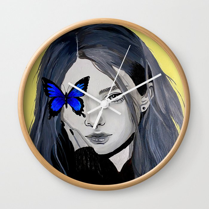 Blue Eyed Butterfly Wall Clock