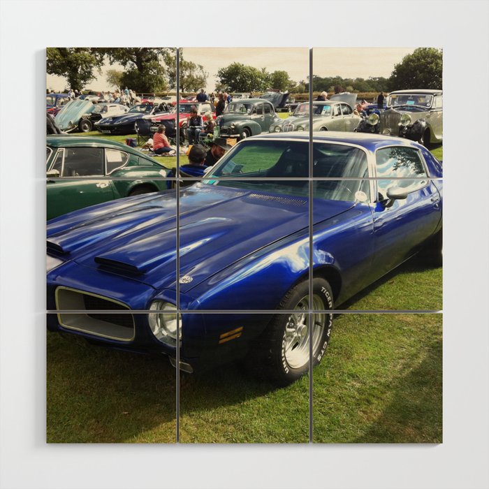 Vintage blue 455 Firebird American Classic Muscle car automobiles transportation color photography / photographs poster posters Wood Wall Art